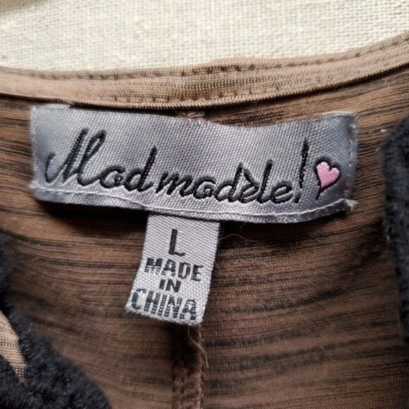 Mod Modele! BOHO Style Heather Brown Dress in Size L - Picture 2 of 4